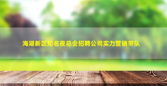 海湖新区知名夜总会招聘公司实力营销带队